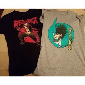 My Hero Academia Shirt LOT Deku Mask Izuku Midoriya Red Riot Eijiro Kirishima XL